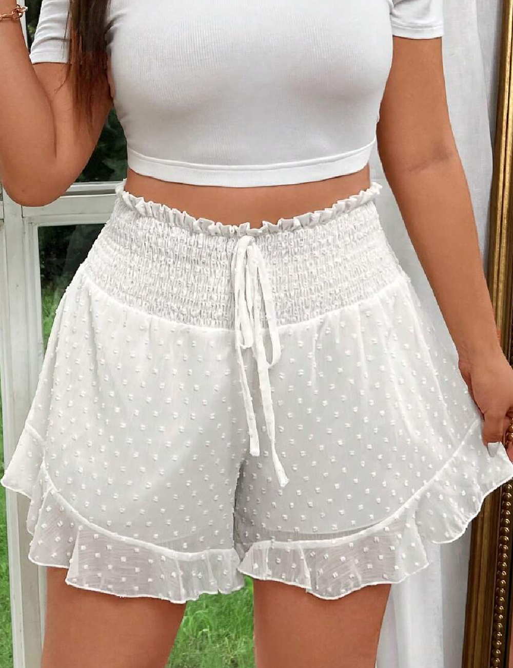 Pantaloni scurti SHEIN CURVE, alb