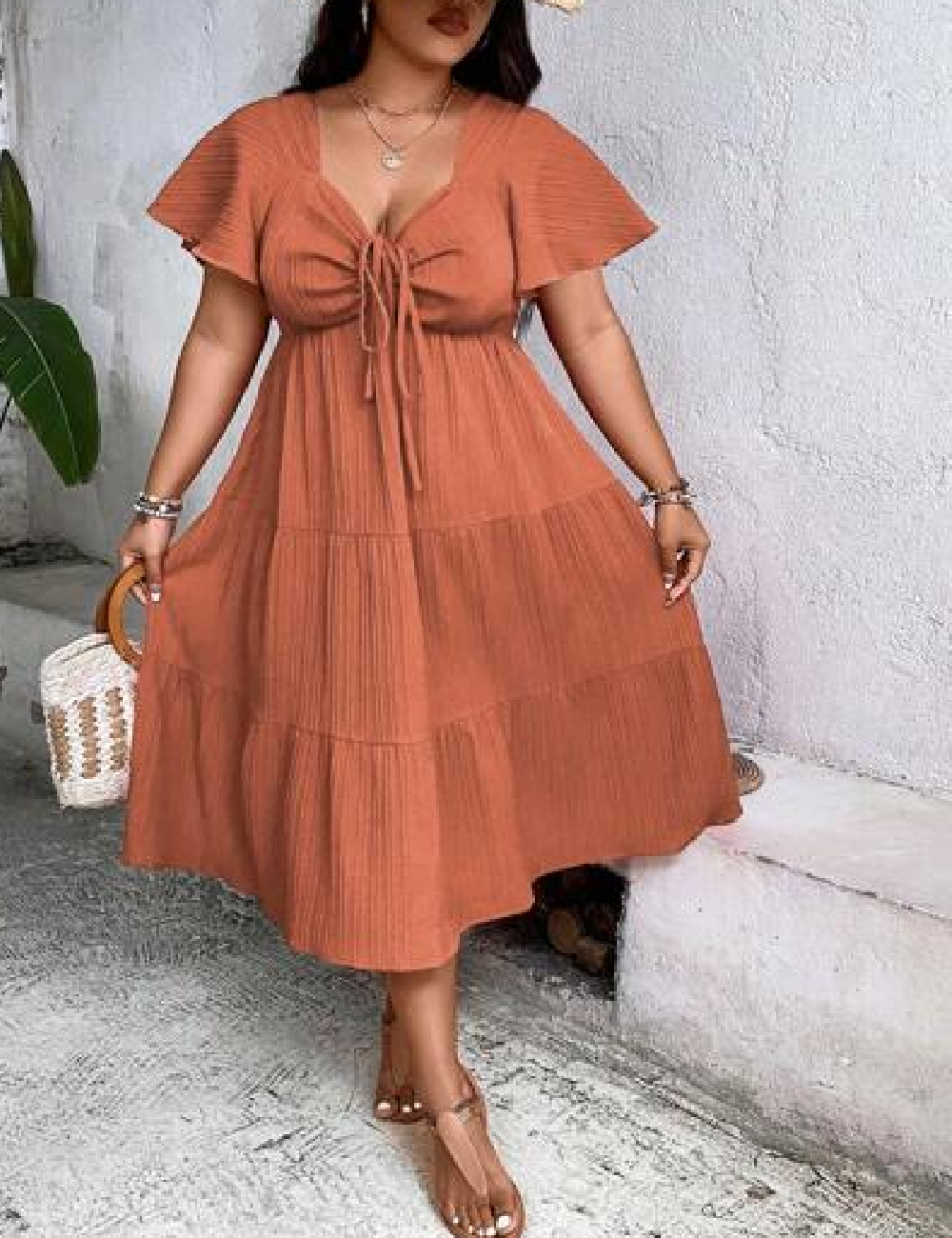 Rochie medie SHEIN CURVE, maro