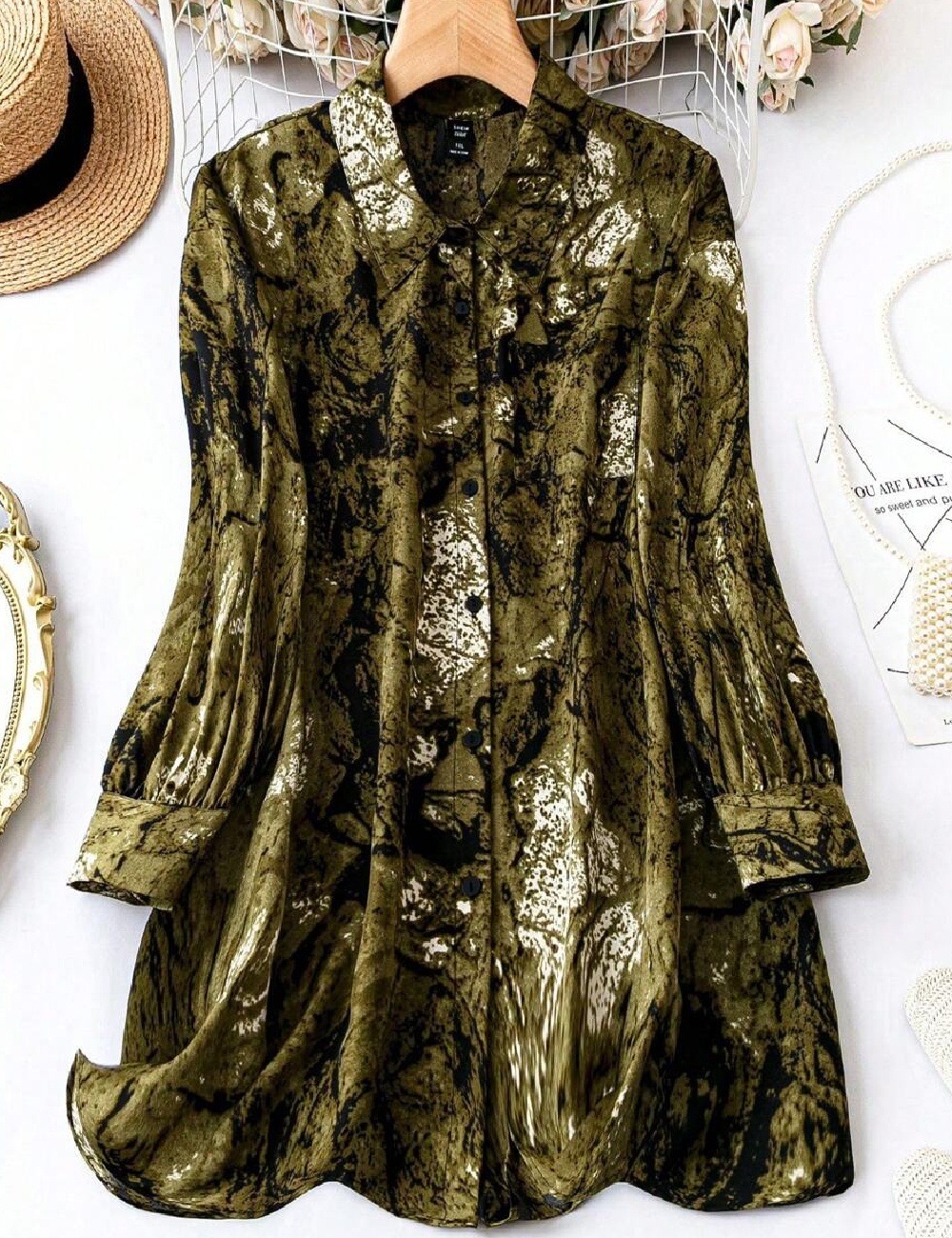 Camasa SHEIN CURVE, verde