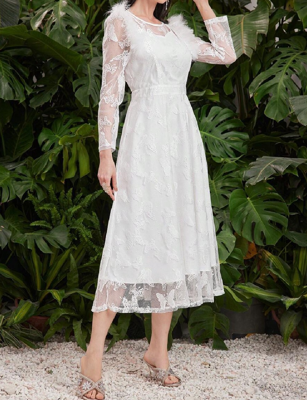 Rochie medie SHEIN, alb - 1 | YEO