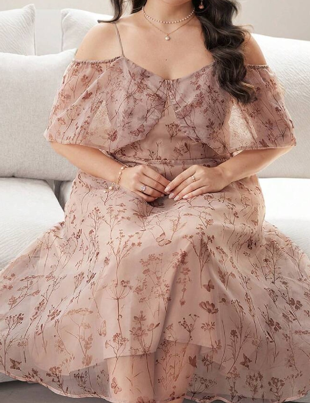 Rochie medie SHEIN CURVE, maro deschis - 1 | YEO