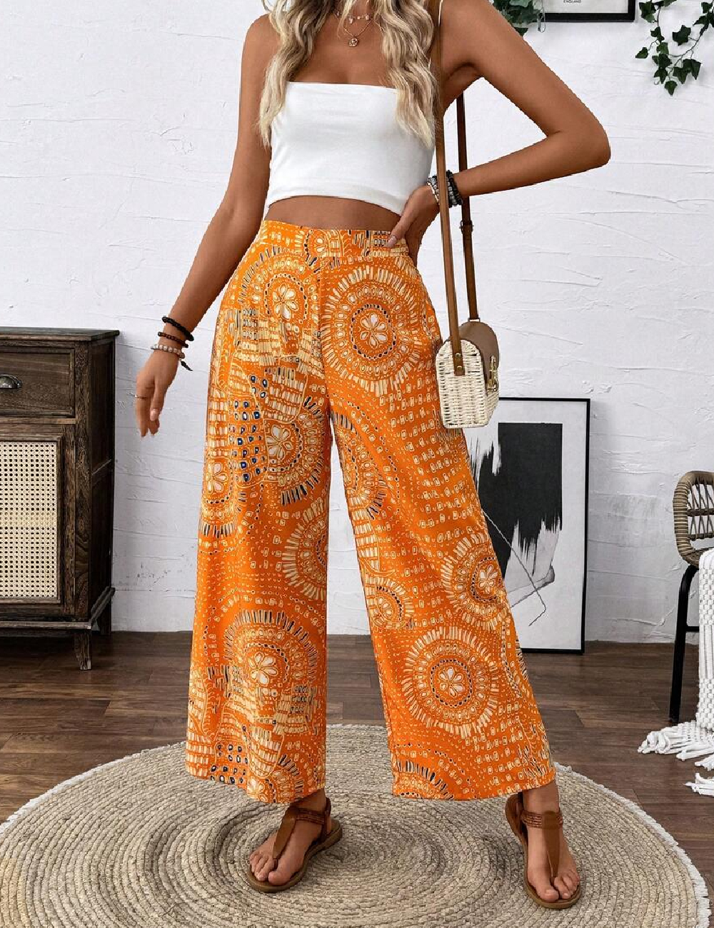 Pantaloni SHEIN, portocaliu
