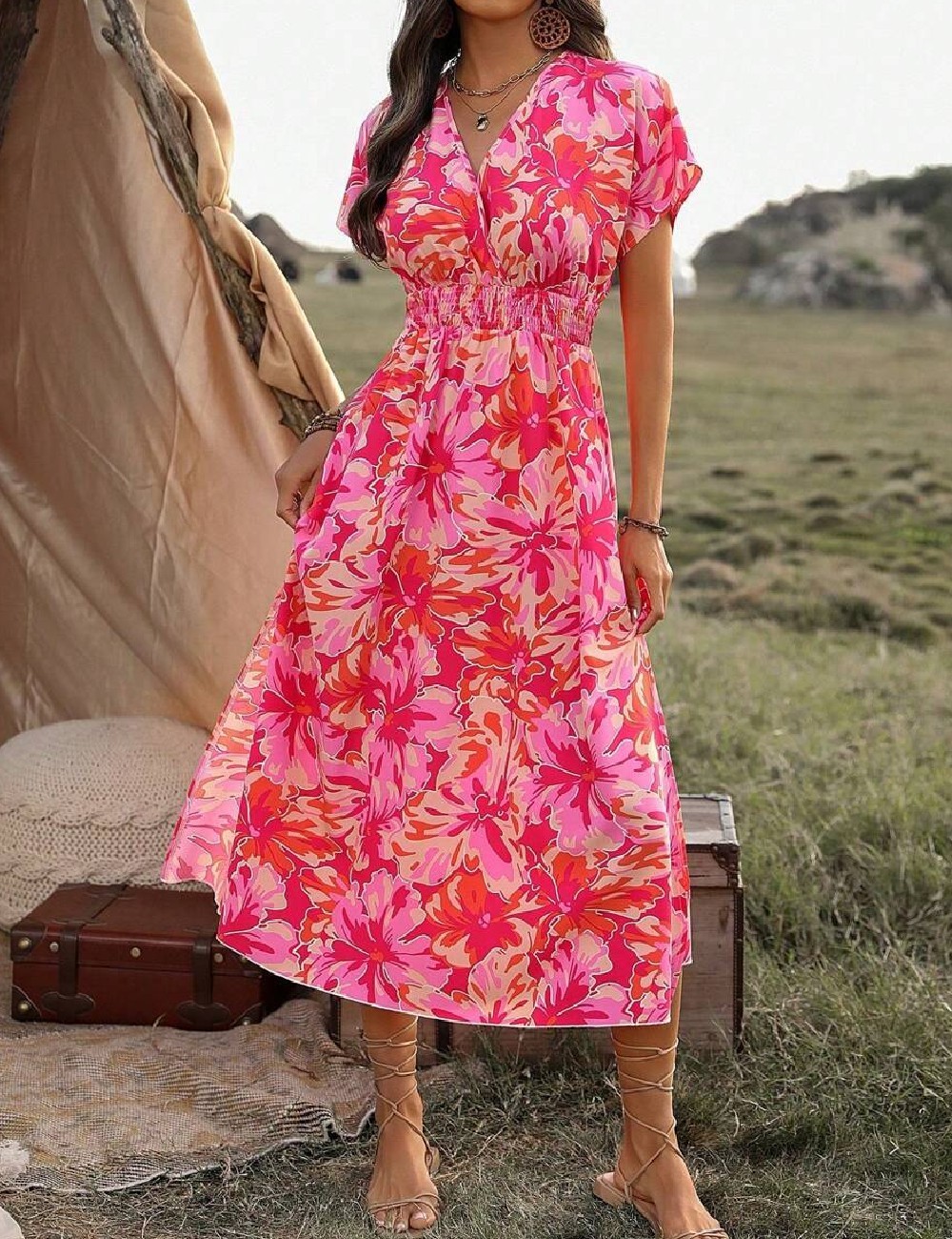 Rochie lunga SHEIN CURVE, roz - 1 | YEO