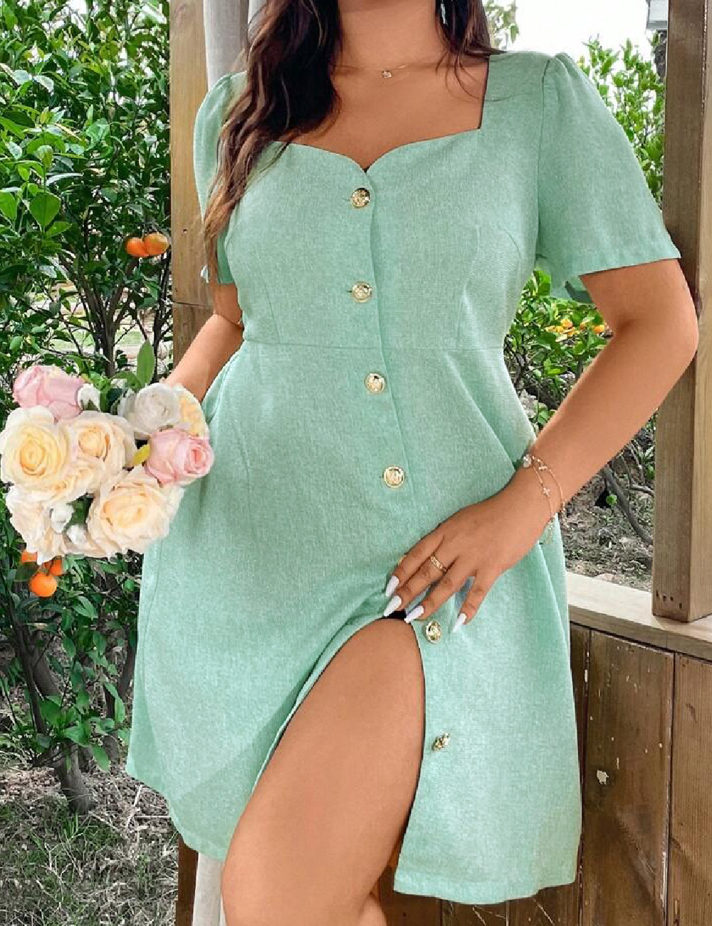 Rochie scurta SHEIN CURVE, verde