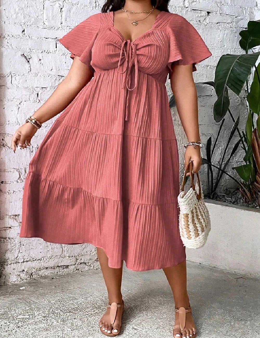 Rochie medie SHEIN CURVE, roz - 1 | YEO