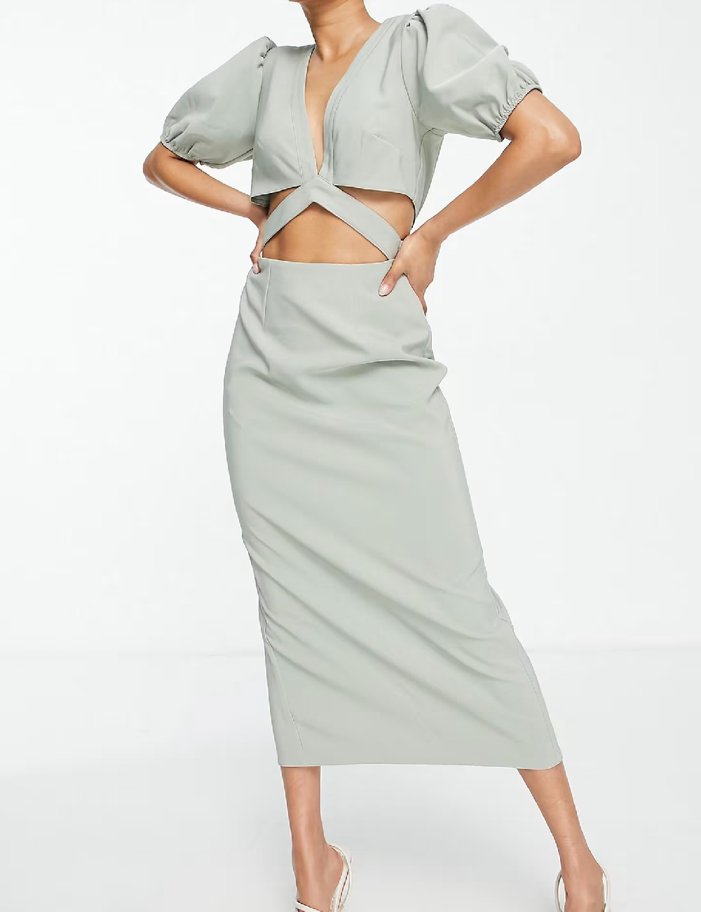 Rochie medie ASOS, verde