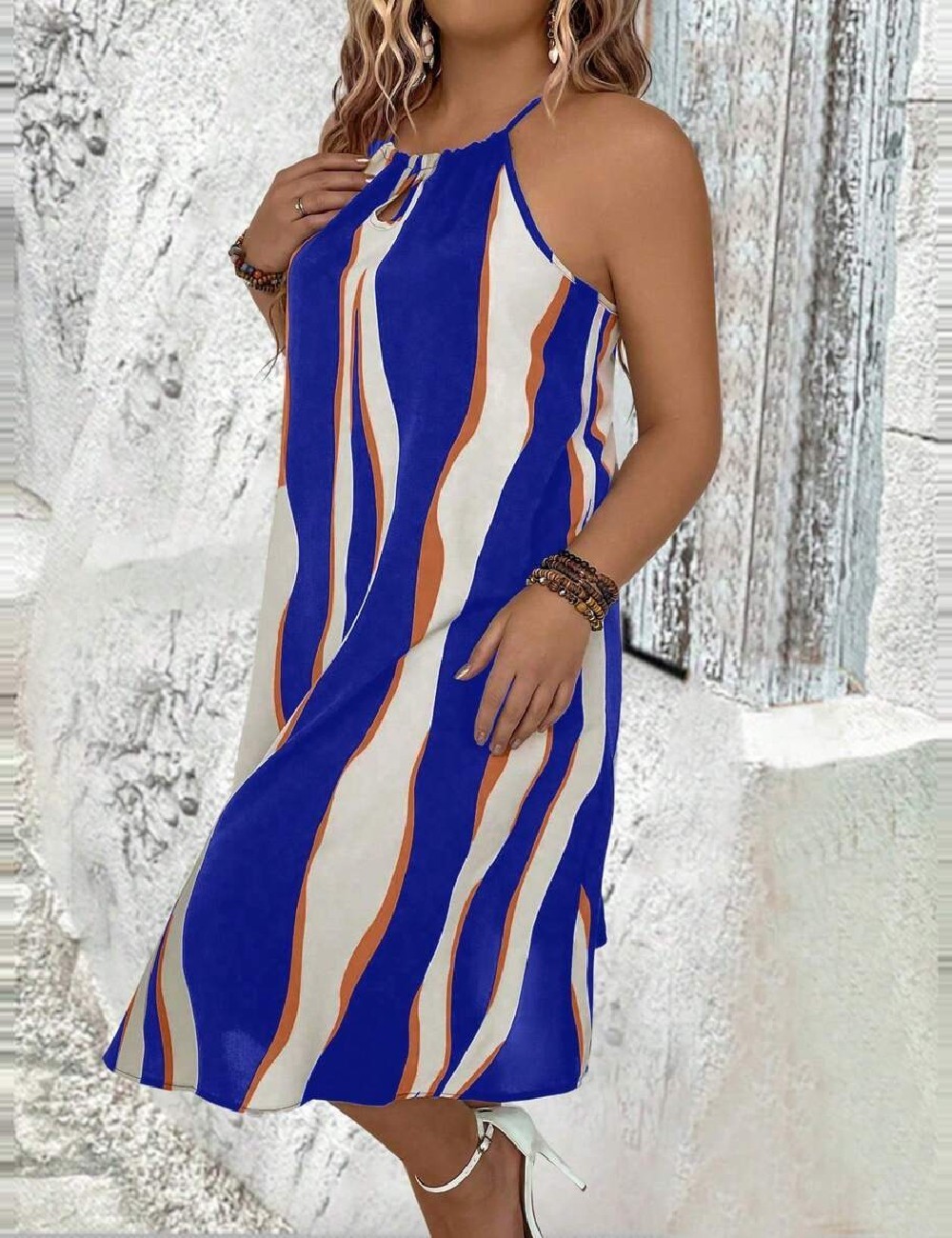 Rochie scurta SHEIN CURVE, albastru - 1 | YEO