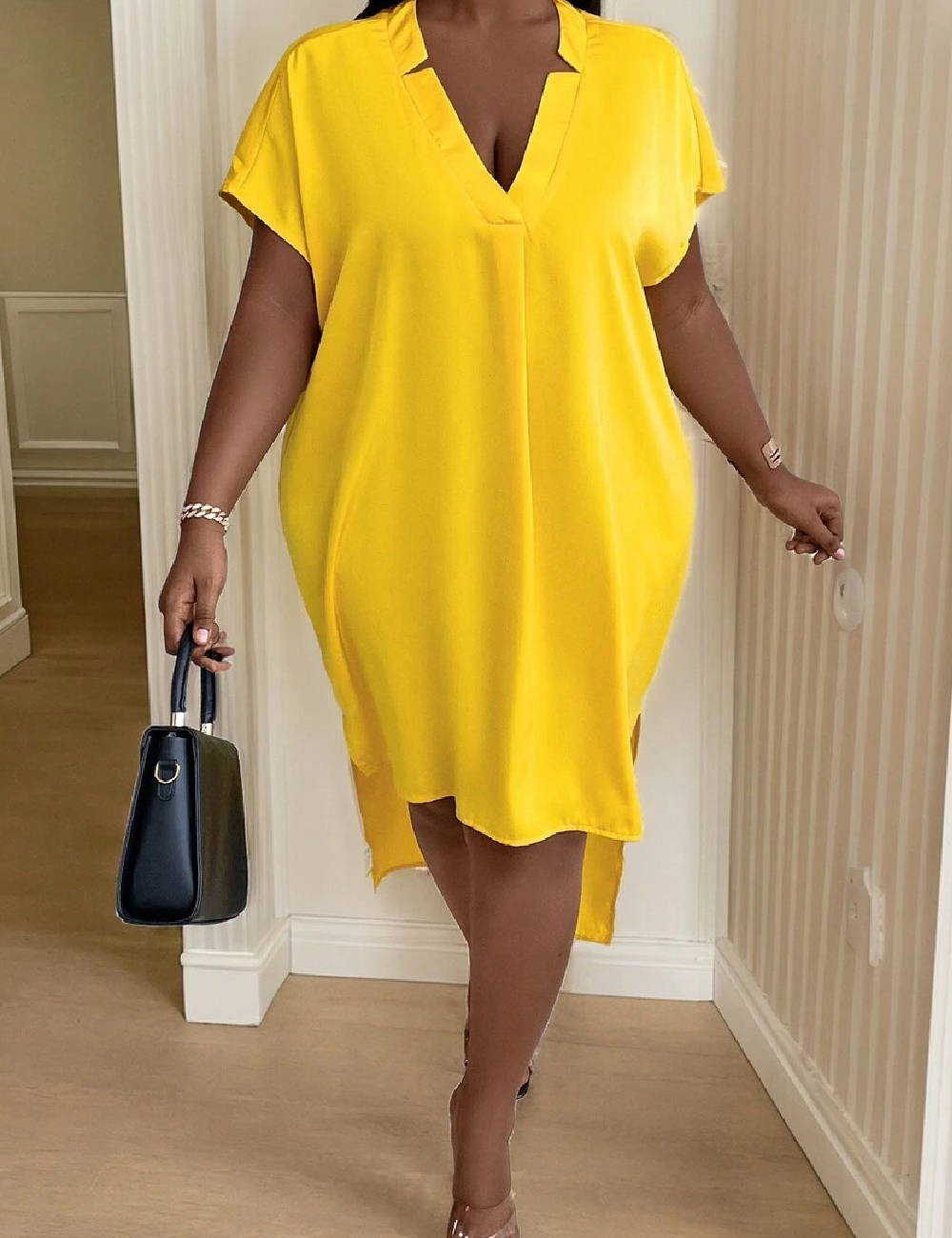 Rochie medie SHEIN CURVE, galben