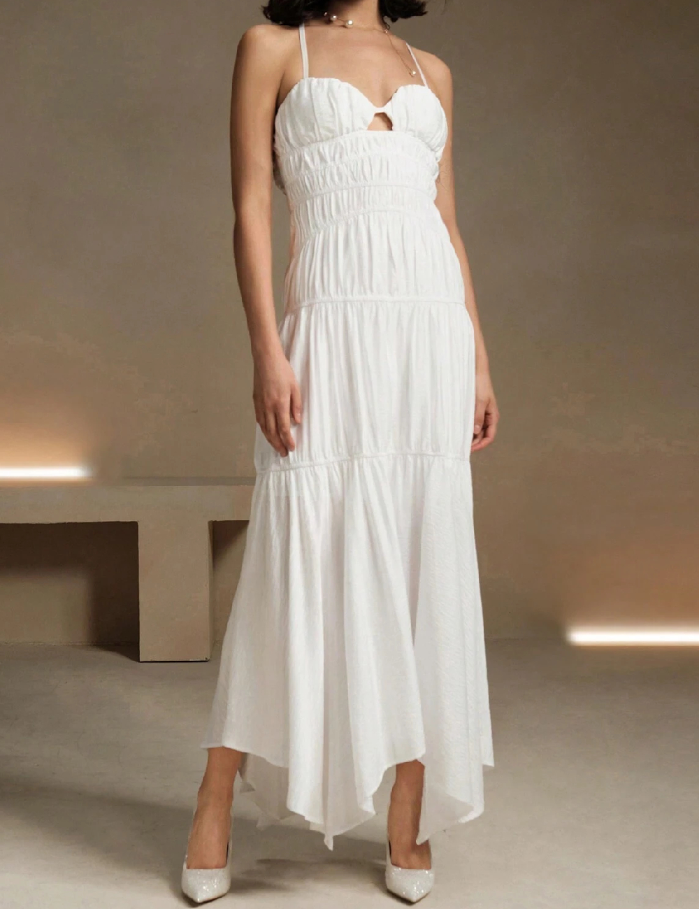 Rochie lunga Anewsta, alb