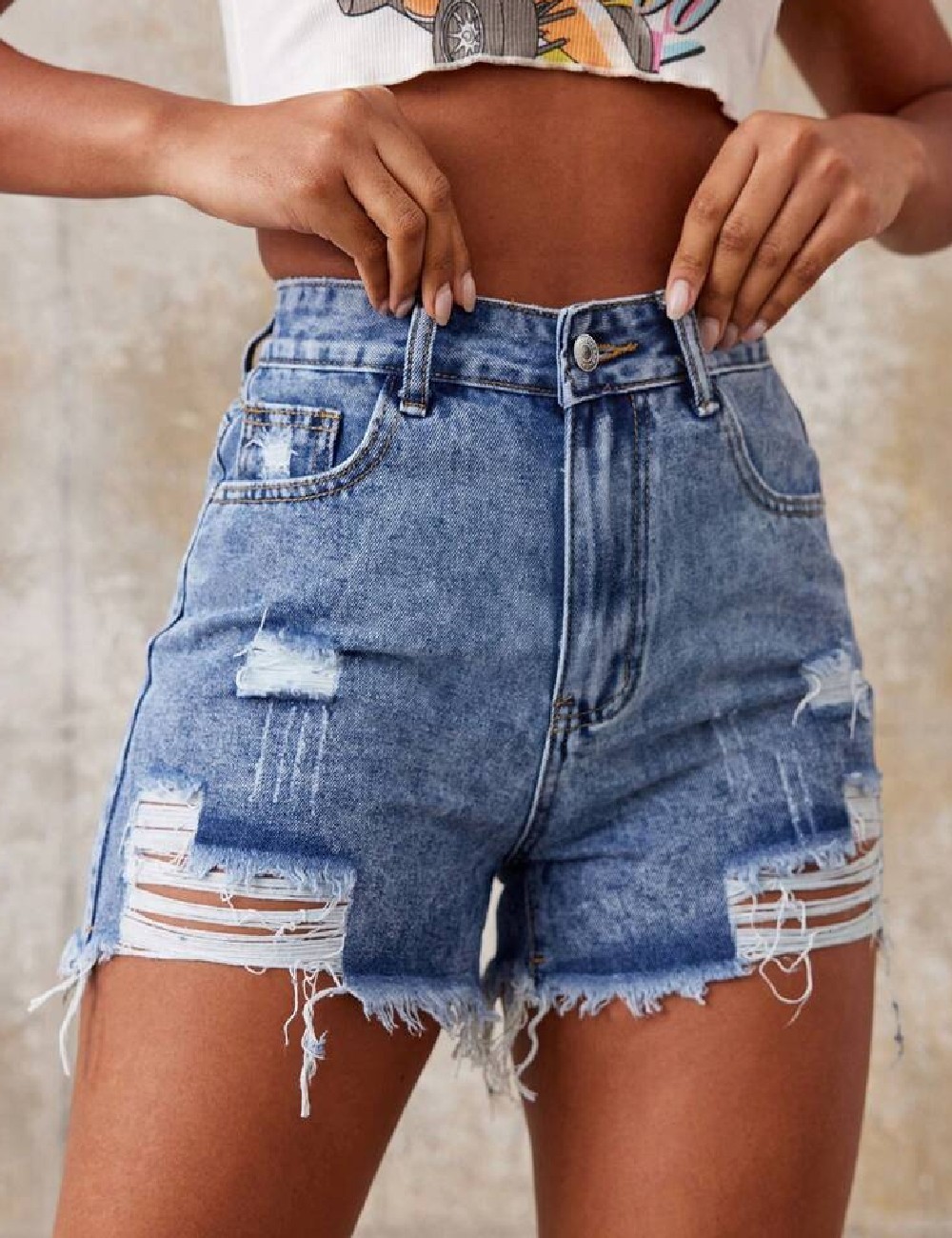 Pantaloni scurti SHEIN, albastru - 1 | YEO