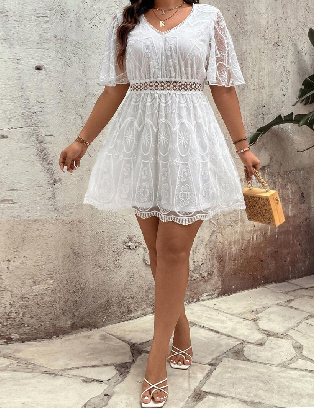 Rochie scurta SHEIN CURVE, alb