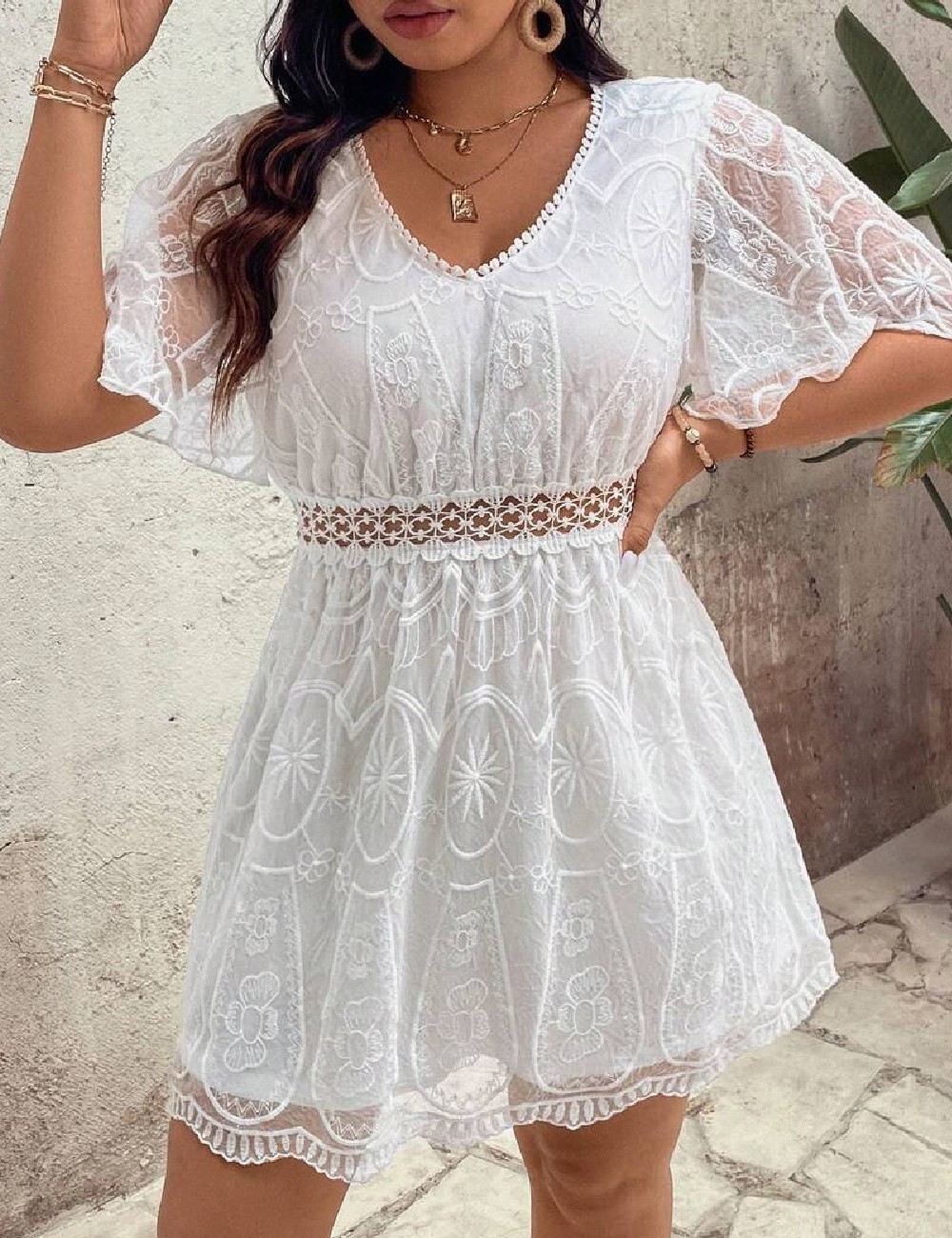 Rochie scurta SHEIN CURVE, alb - 1 | YEO