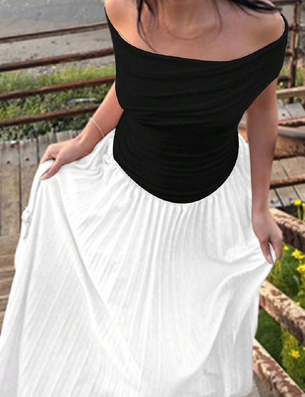 Rochie lunga SHEIN, alb/negru - 1 | YEO