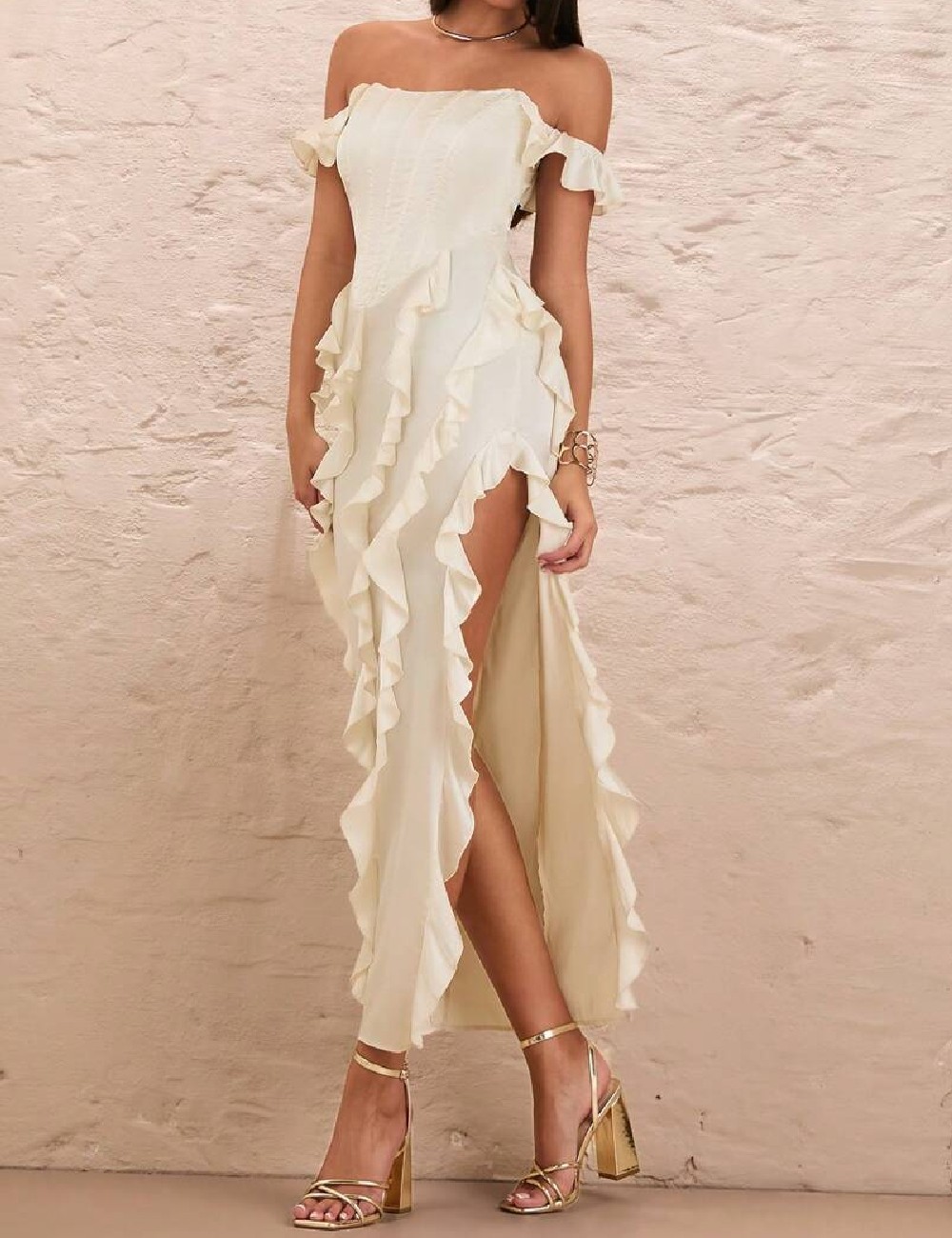 Rochie lunga SHEIN, ecru - 1 | YEO