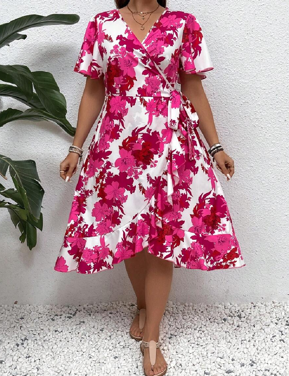 Rochie medie SHEIN CURVE, roz