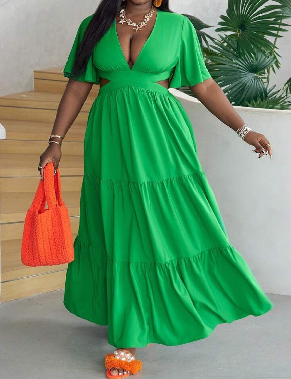 Rochie lunga SHEIN CURVE, verde - 1 | YEO