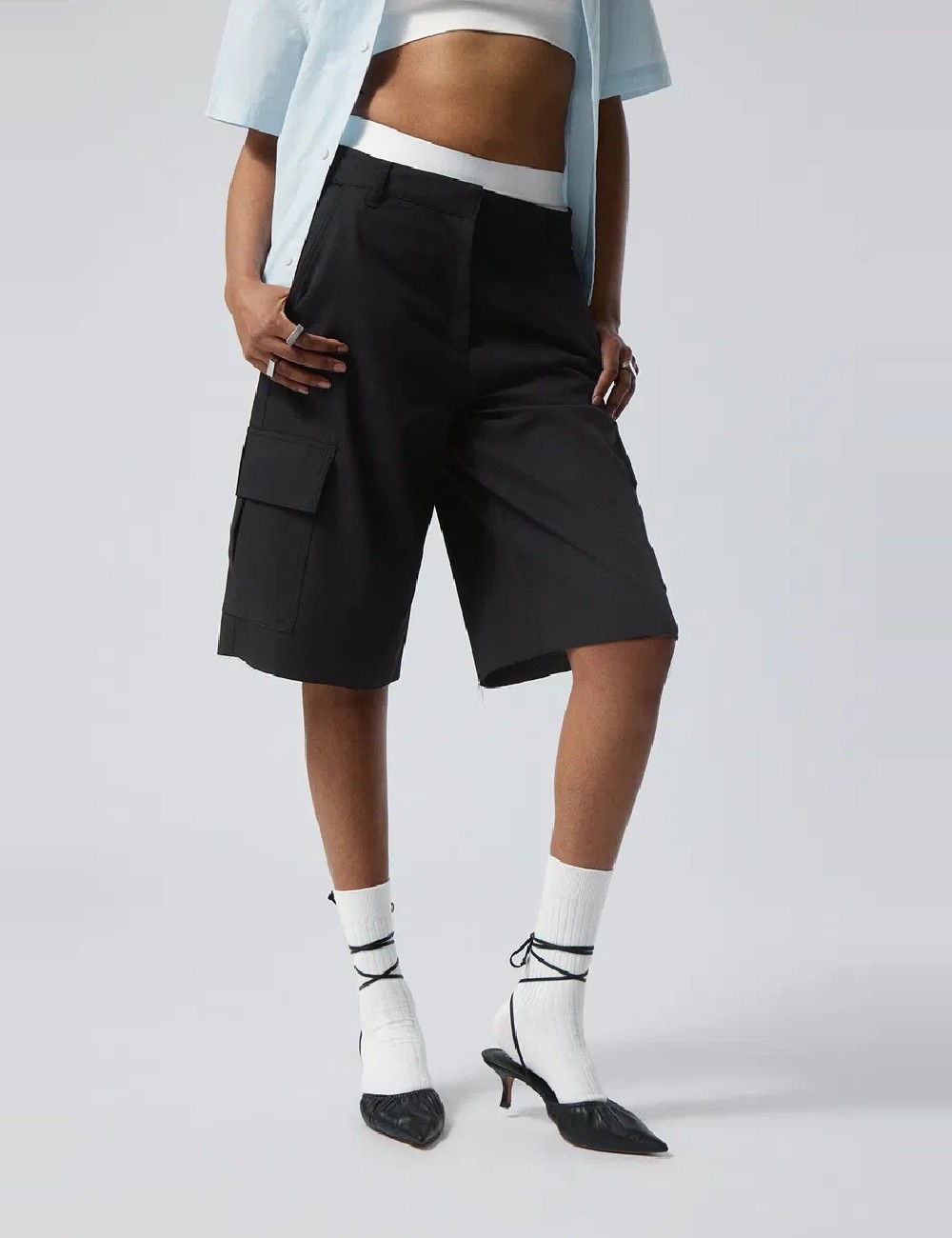 Pantaloni scurti Weekday, negru - 1 | YEO