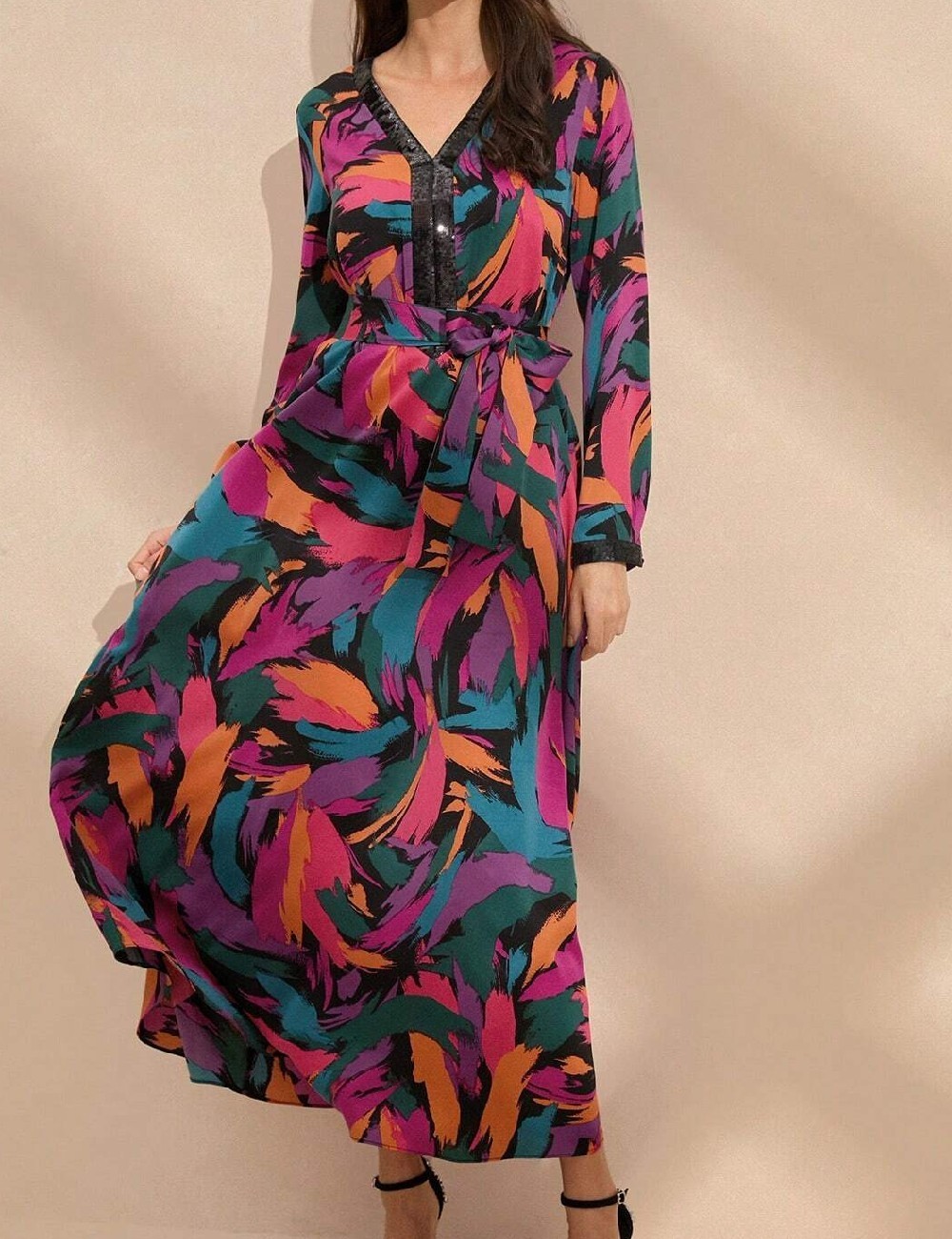 Rochie lunga Anewsta, mix culori - 1 | YEO