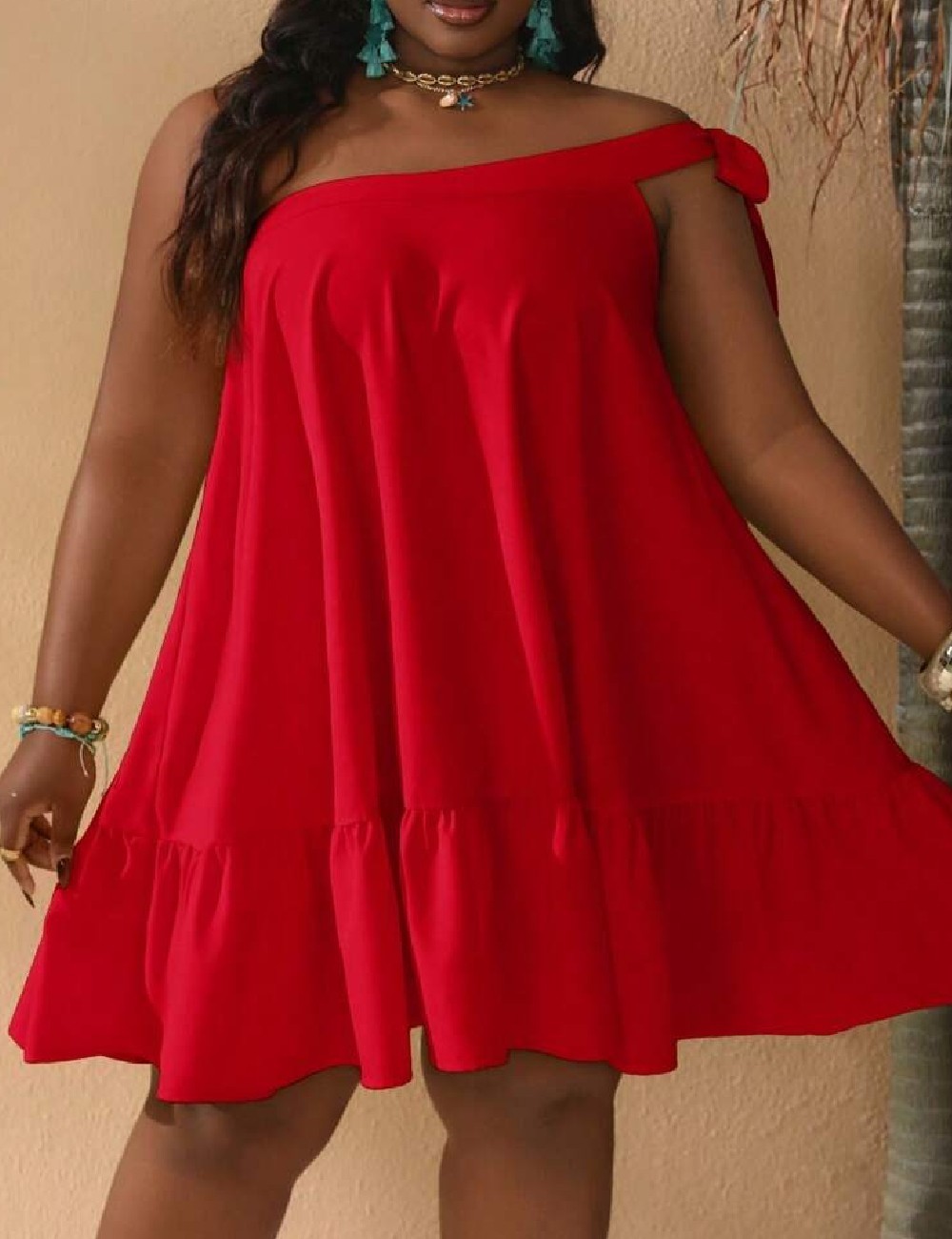 Rochie scurta SHEIN CURVE, rosu - 1 | YEO