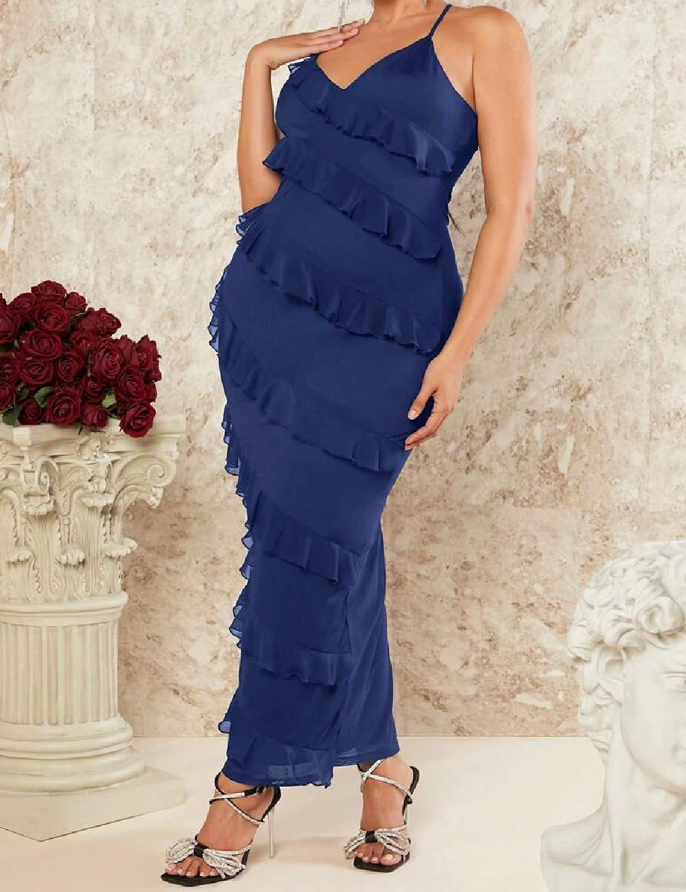 Rochie lunga SHEIN CURVE, bleumarin