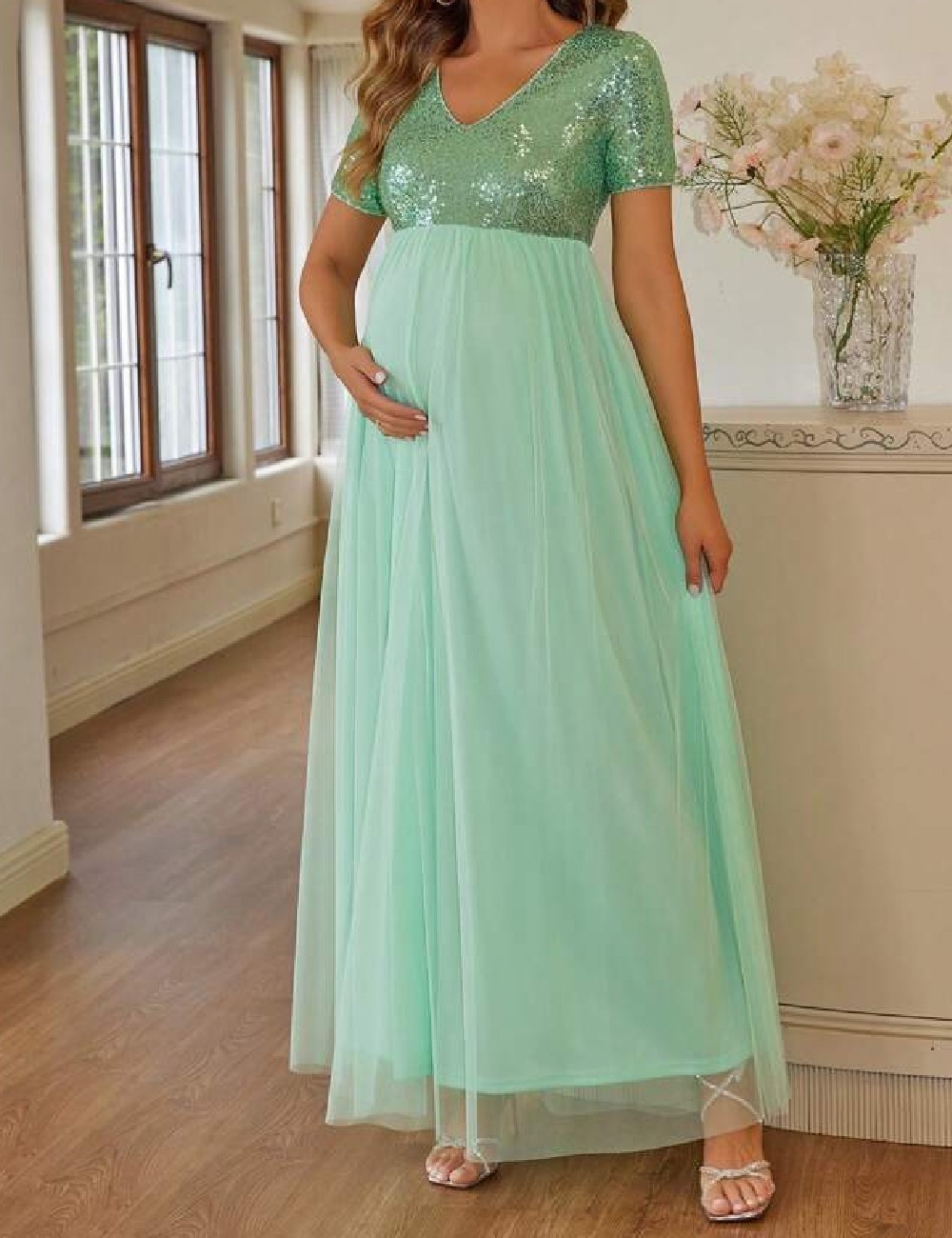 Rochie lunga SHEIN Maternity, verde - 1 | YEO