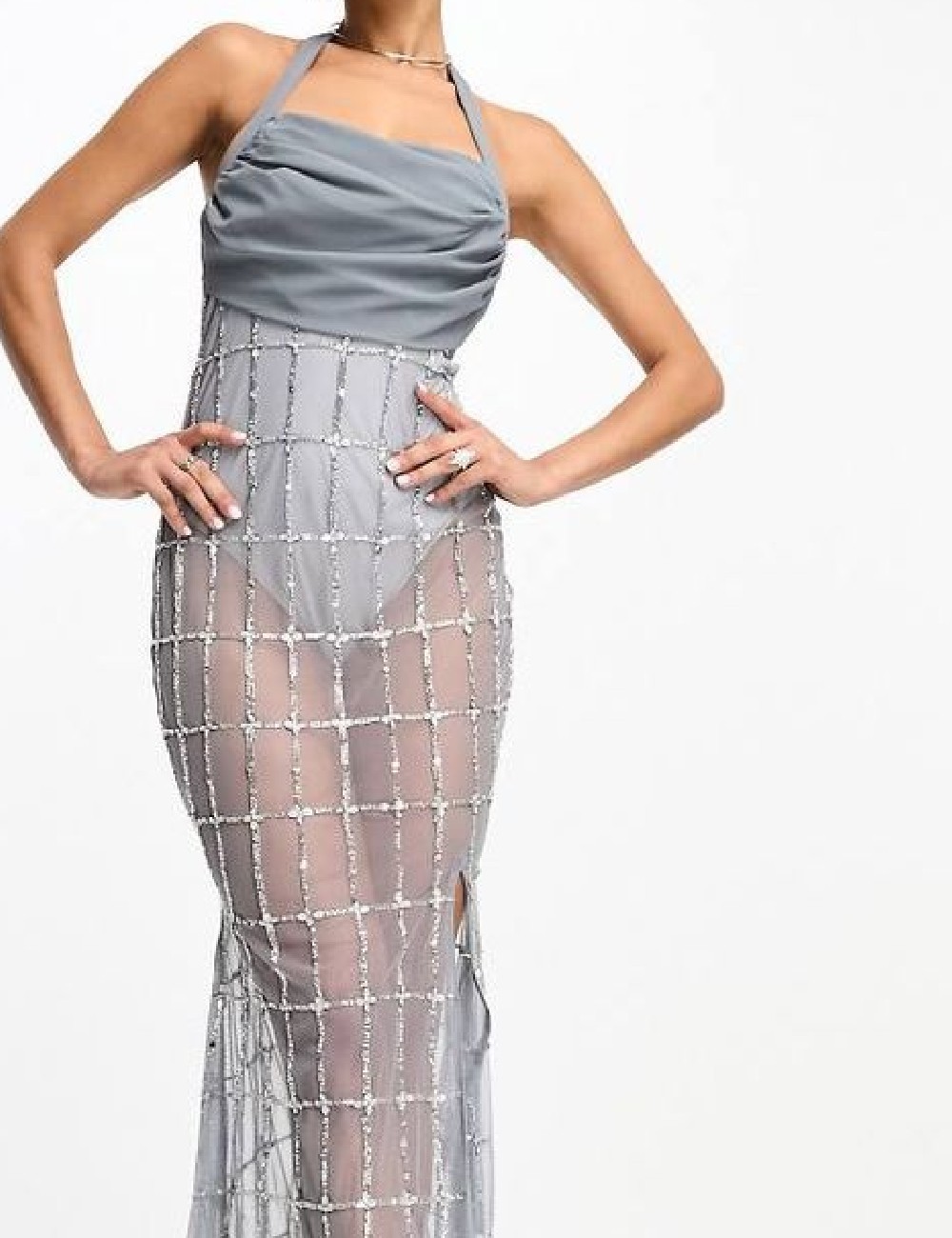 Rochie lunga Starlet, gri - 1 | YEO