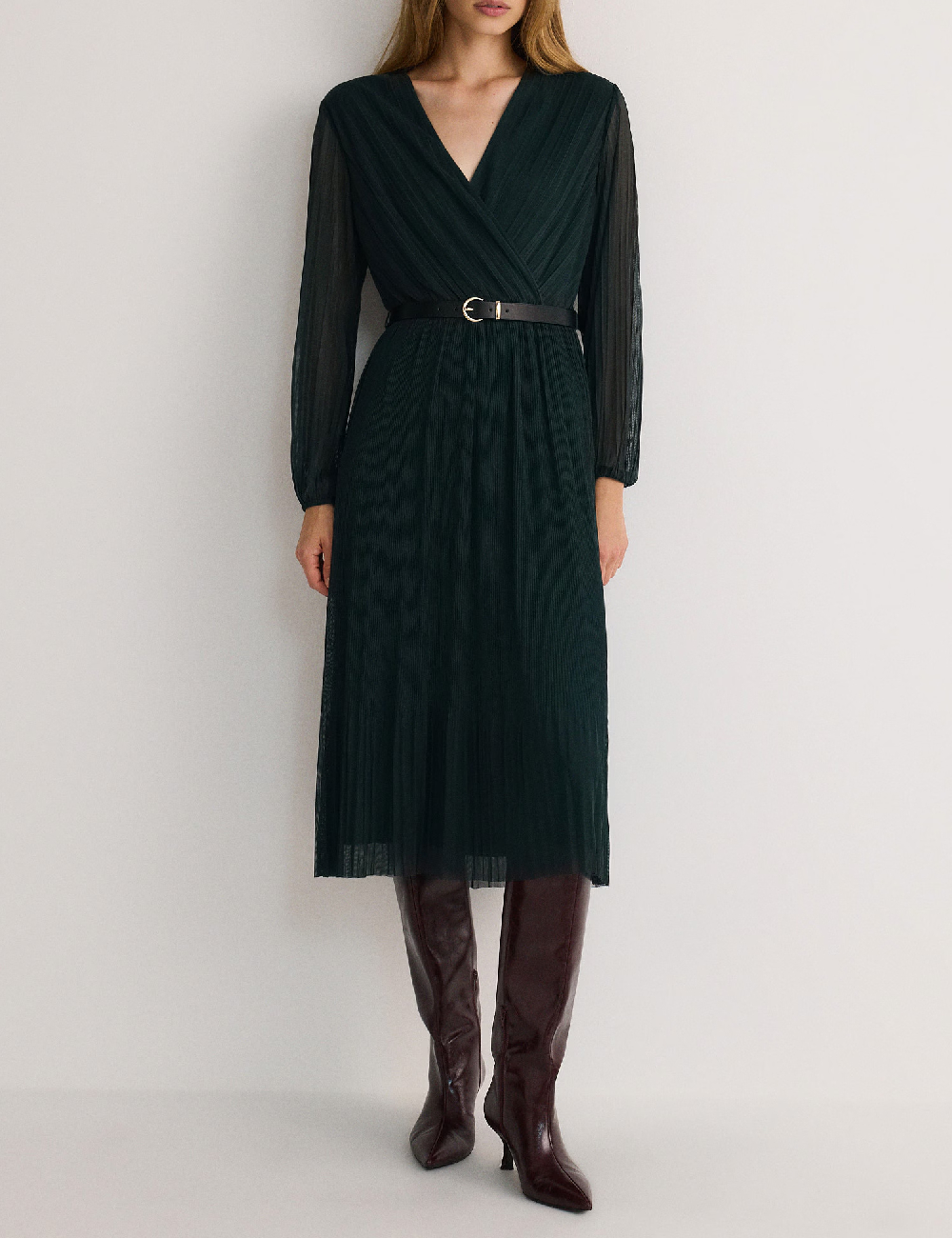 Rochie medie Reserved, verde inchis