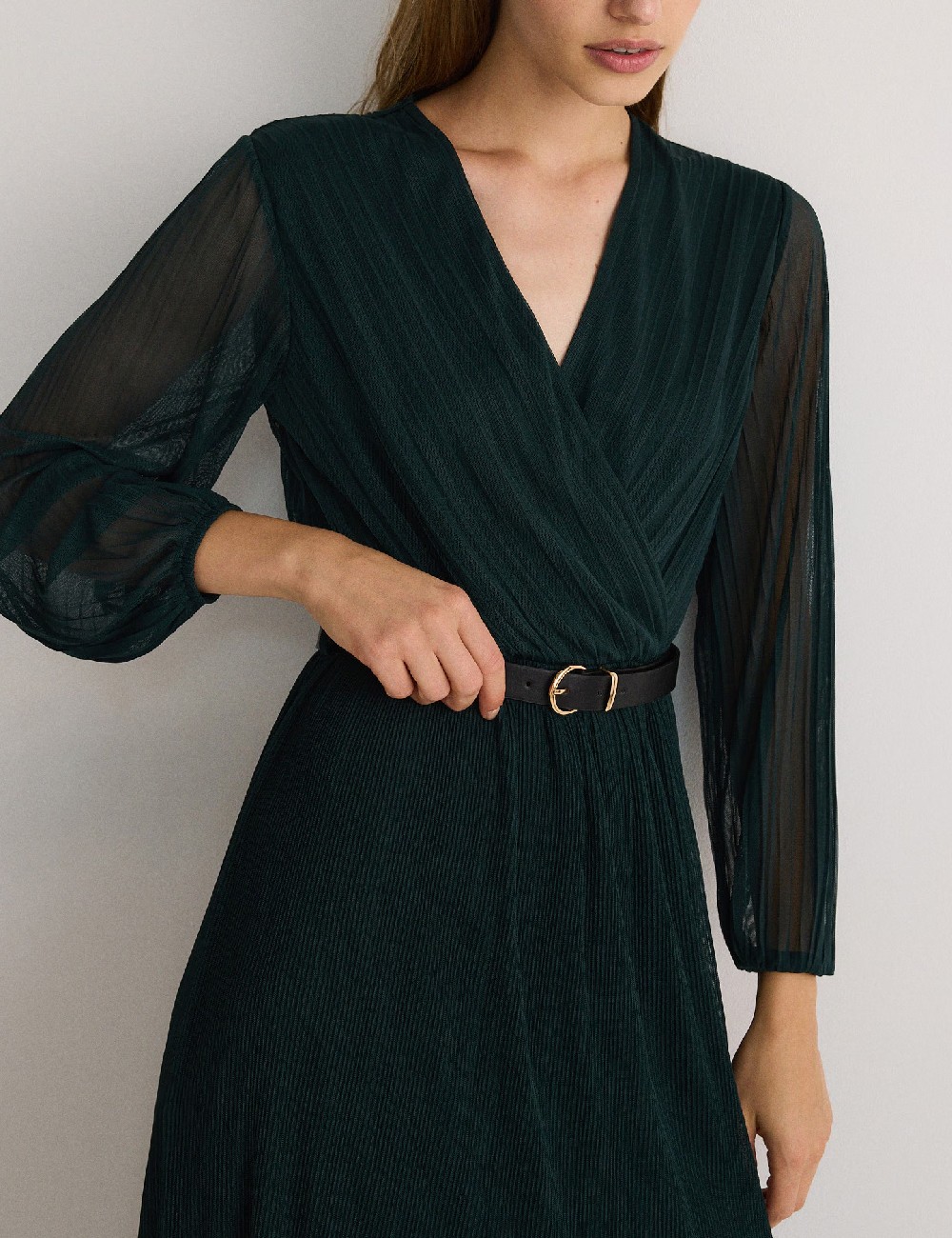 Rochie medie Reserved, verde inchis - 1 | YEO