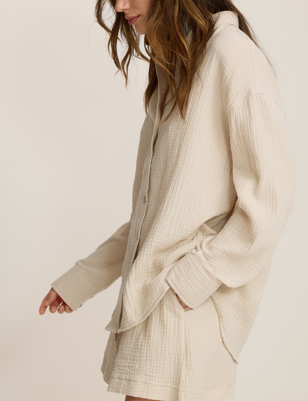 Camasa Oversize Reserved, bej - 1 | YEO