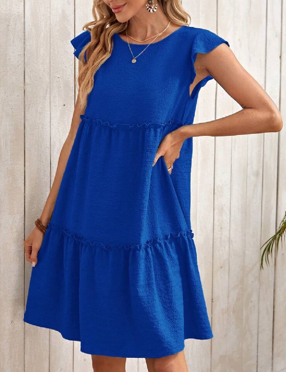 Rochie scurta Emery Rose, albastru - 1 | YEO