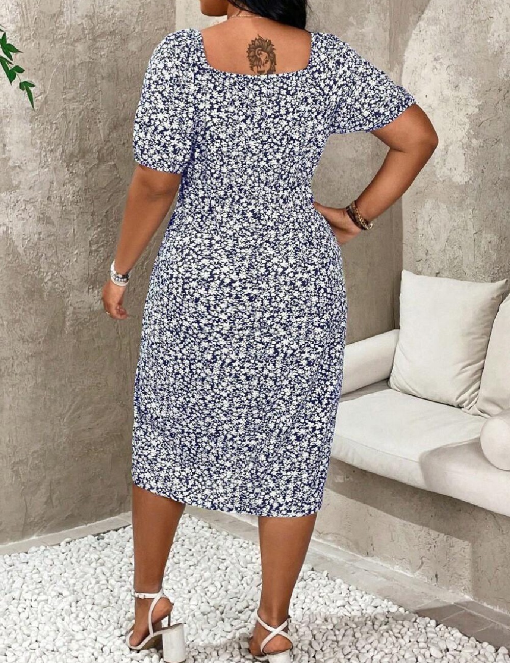 Rochie medie SHEIN CURVE, bleumarin - 1 | YEO