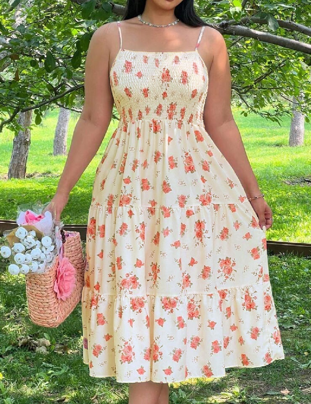 Rochie medie SHEIN CURVE, crem - 1 | YEO
