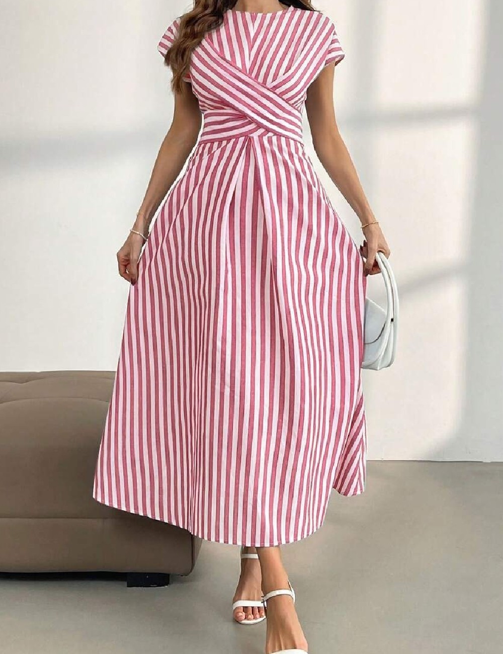 Rochie lunga SHEIN, alb/rosu - 1 | YEO