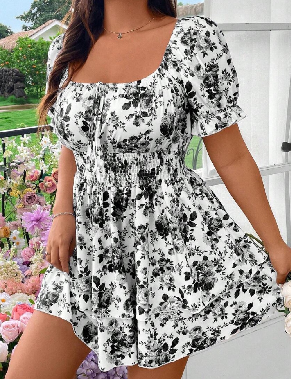Rochie scurta SHEIN CURVE, floral print - 1 | YEO