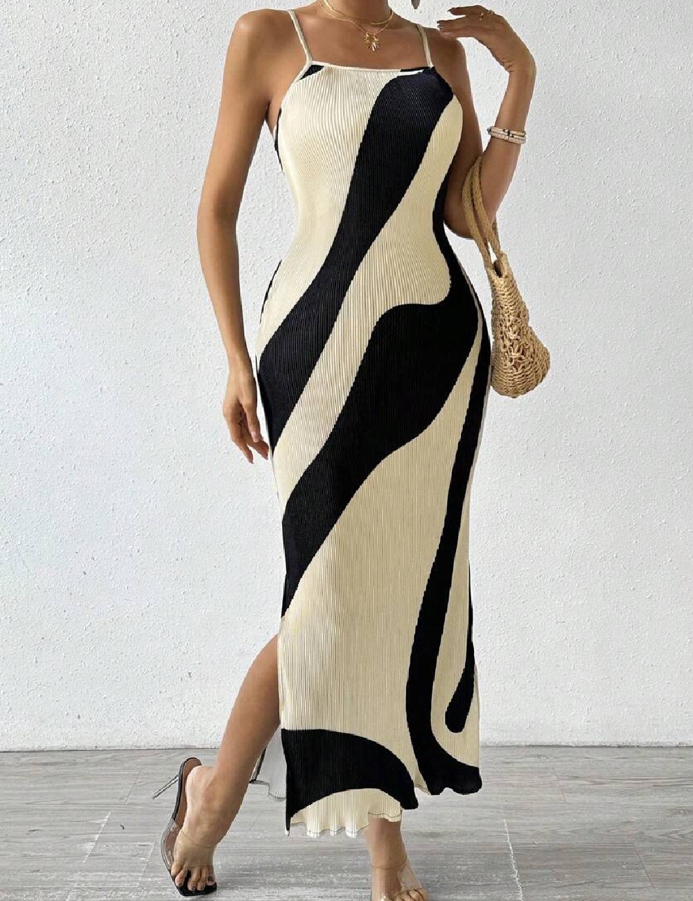 Rochie medie SHEIN, negru/crem - 1 | YEO