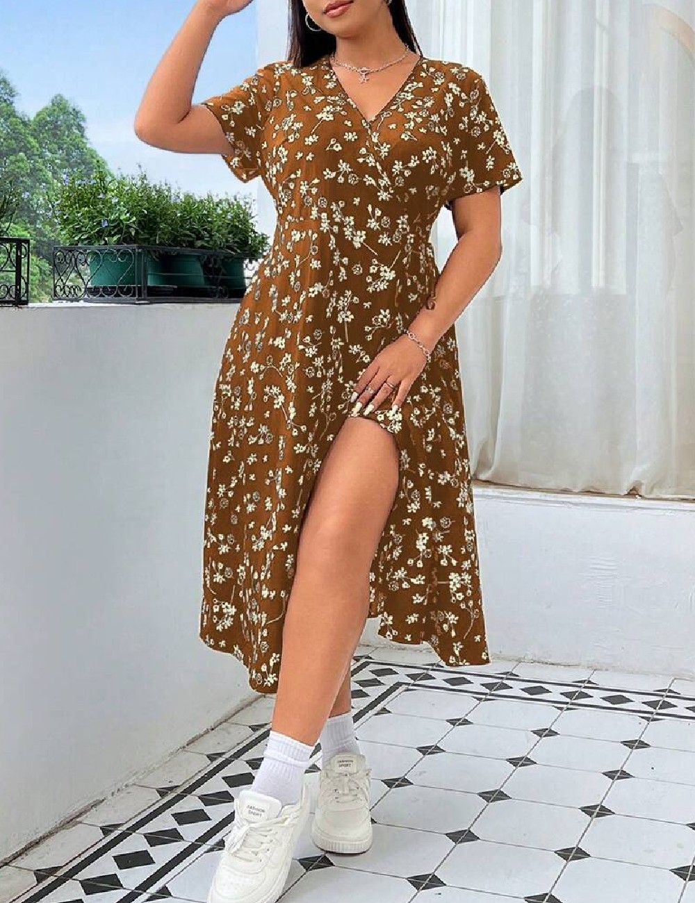 Rochie medie SHEIN CURVE, maro - 1 | YEO