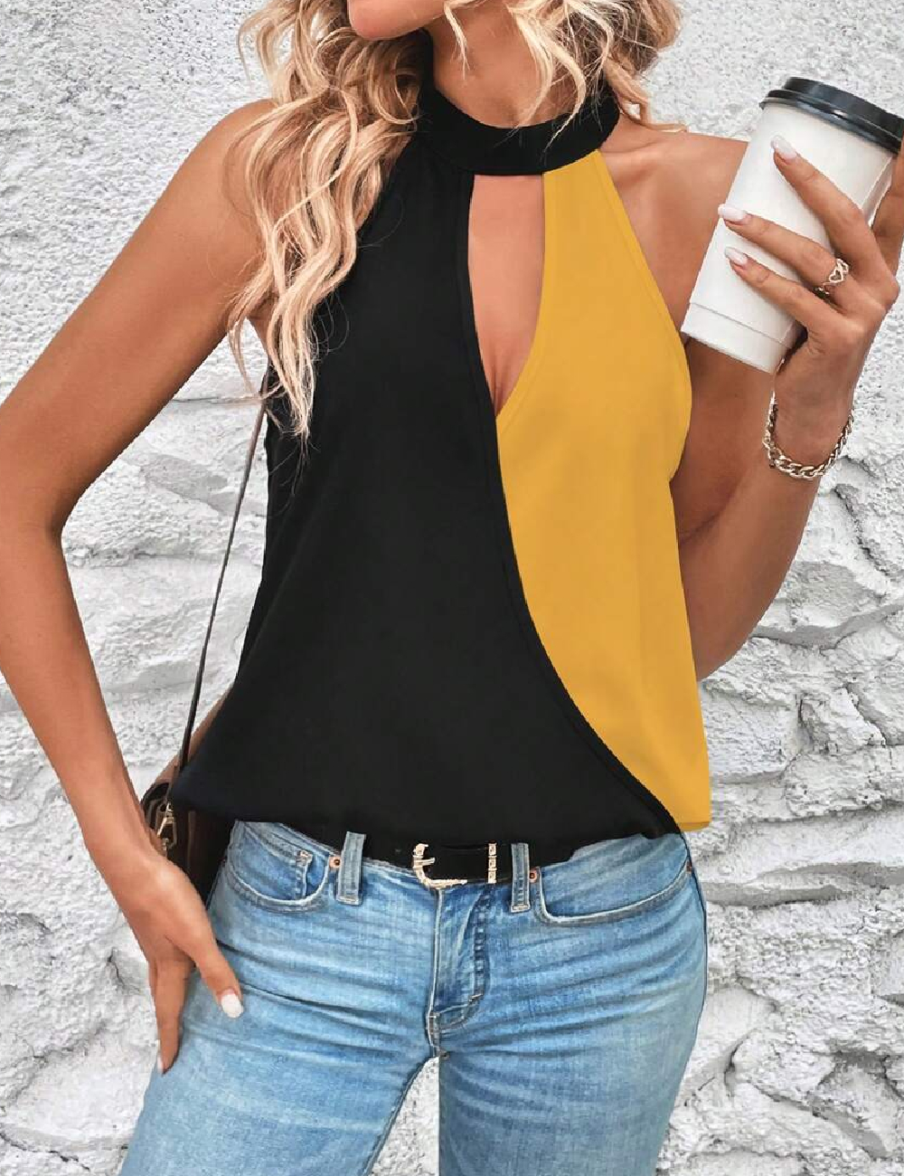 Bluza SHEIN, negru/galben