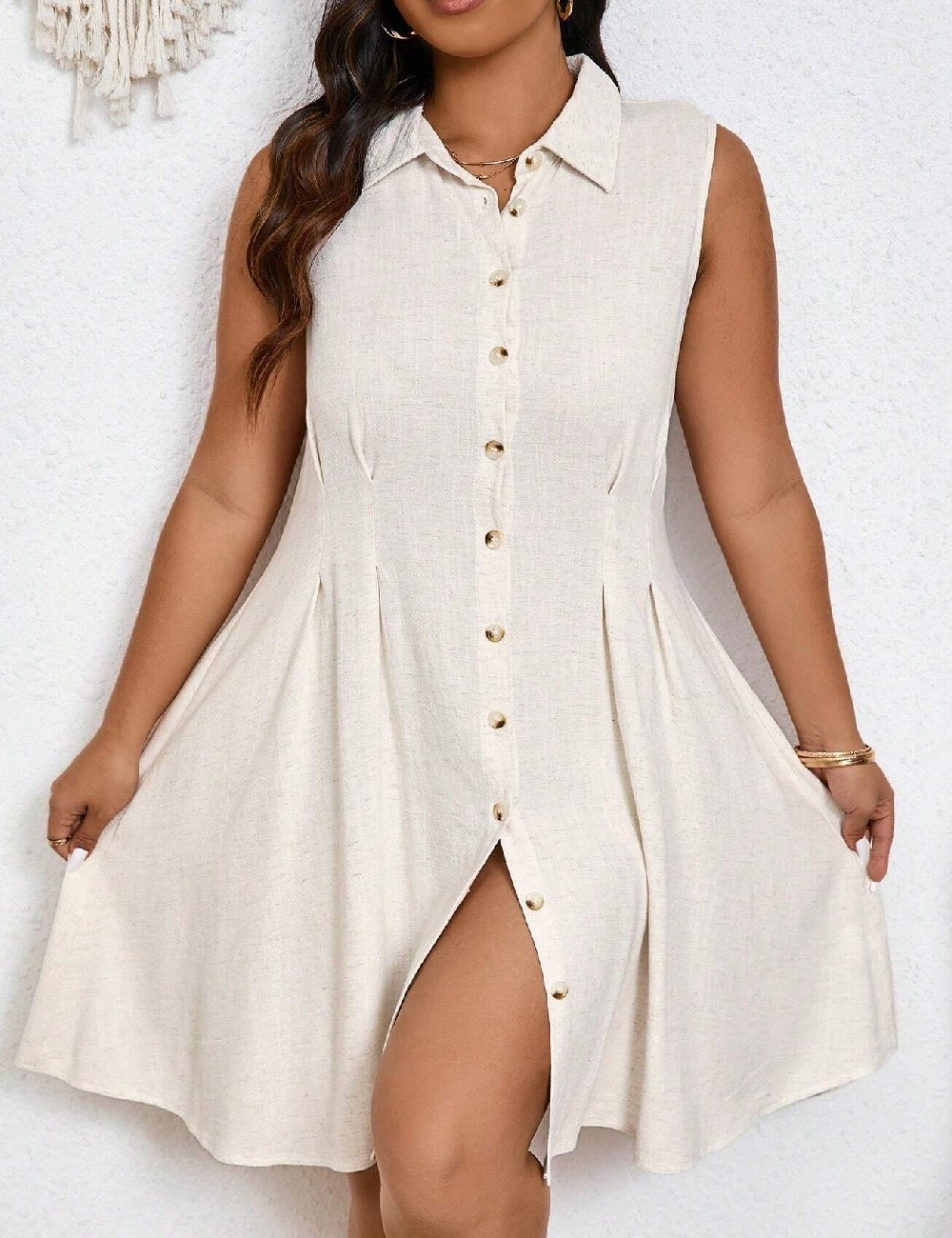 Rochie scurta SHEIN CURVE, ecru - 1 | YEO