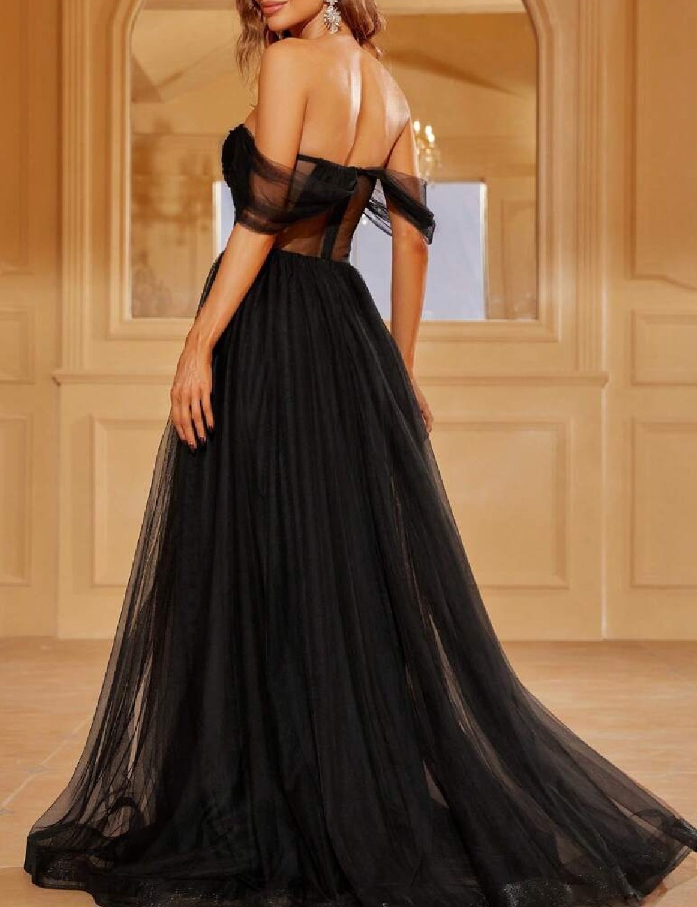 Rochie lunga Faeriesty, negru - 1 | YEO