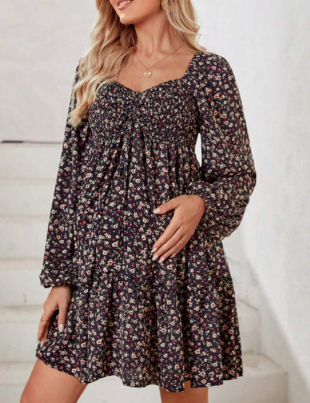 Rochie scurta SHEIN Maternity, floral print