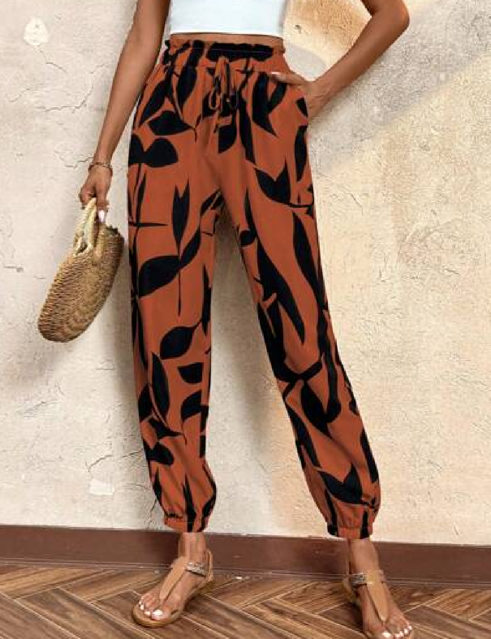 Pantaloni SHEIN, caramiziu