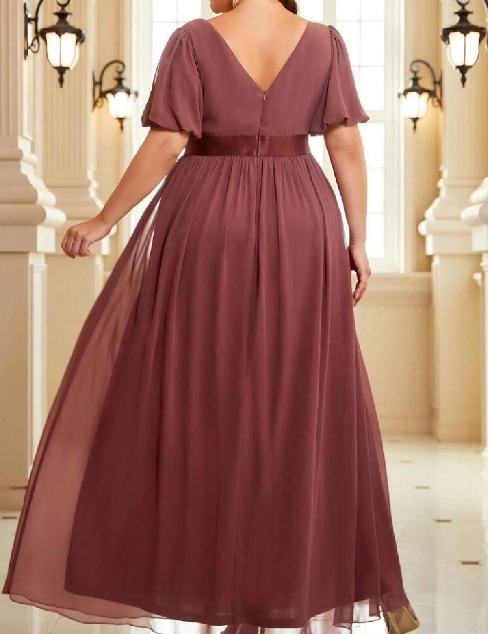 Rochie lunga SHEIN CURVE, roz pudra inchis - 1 | YEO