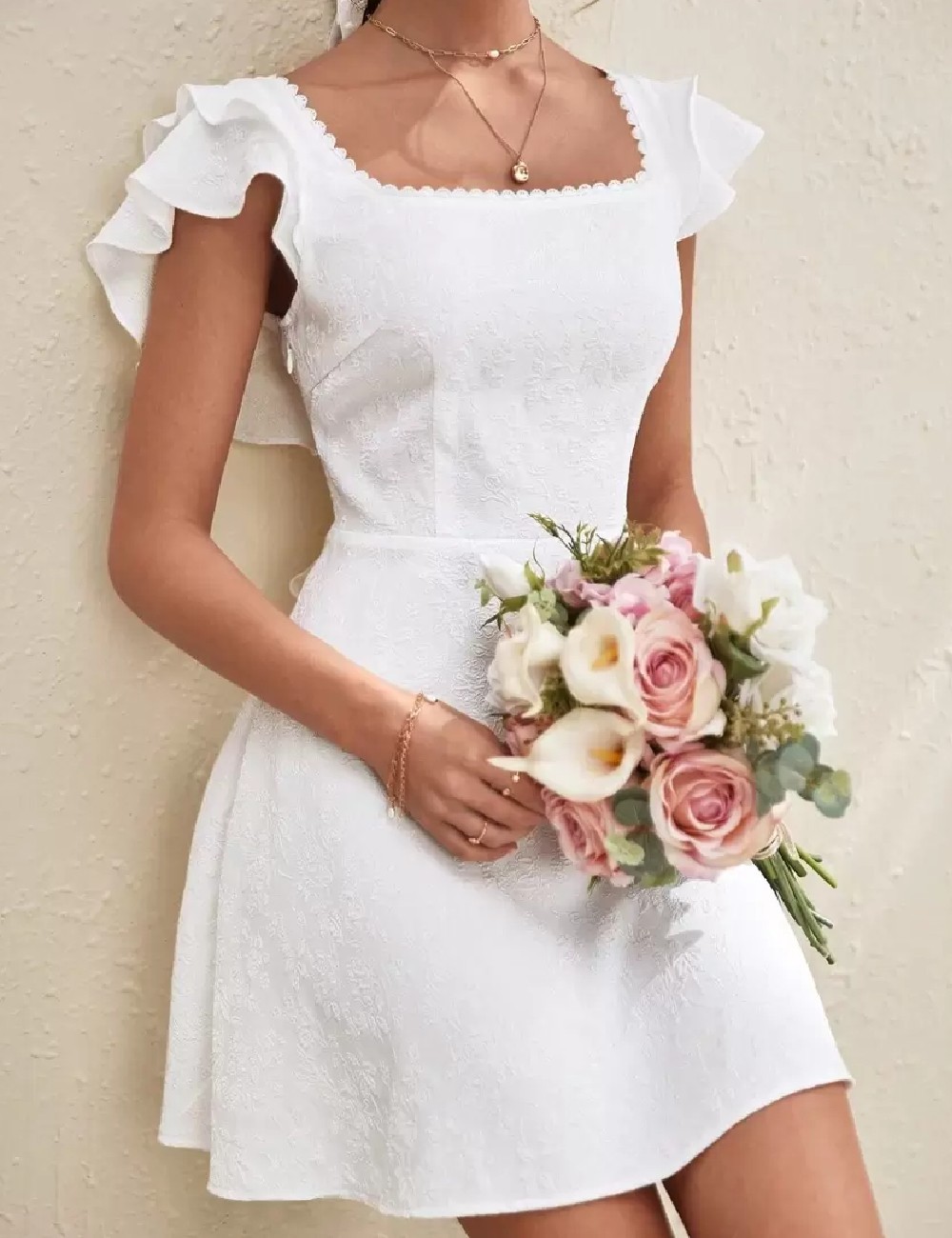 Rochie scurta SHEIN, alb - 1 | YEO