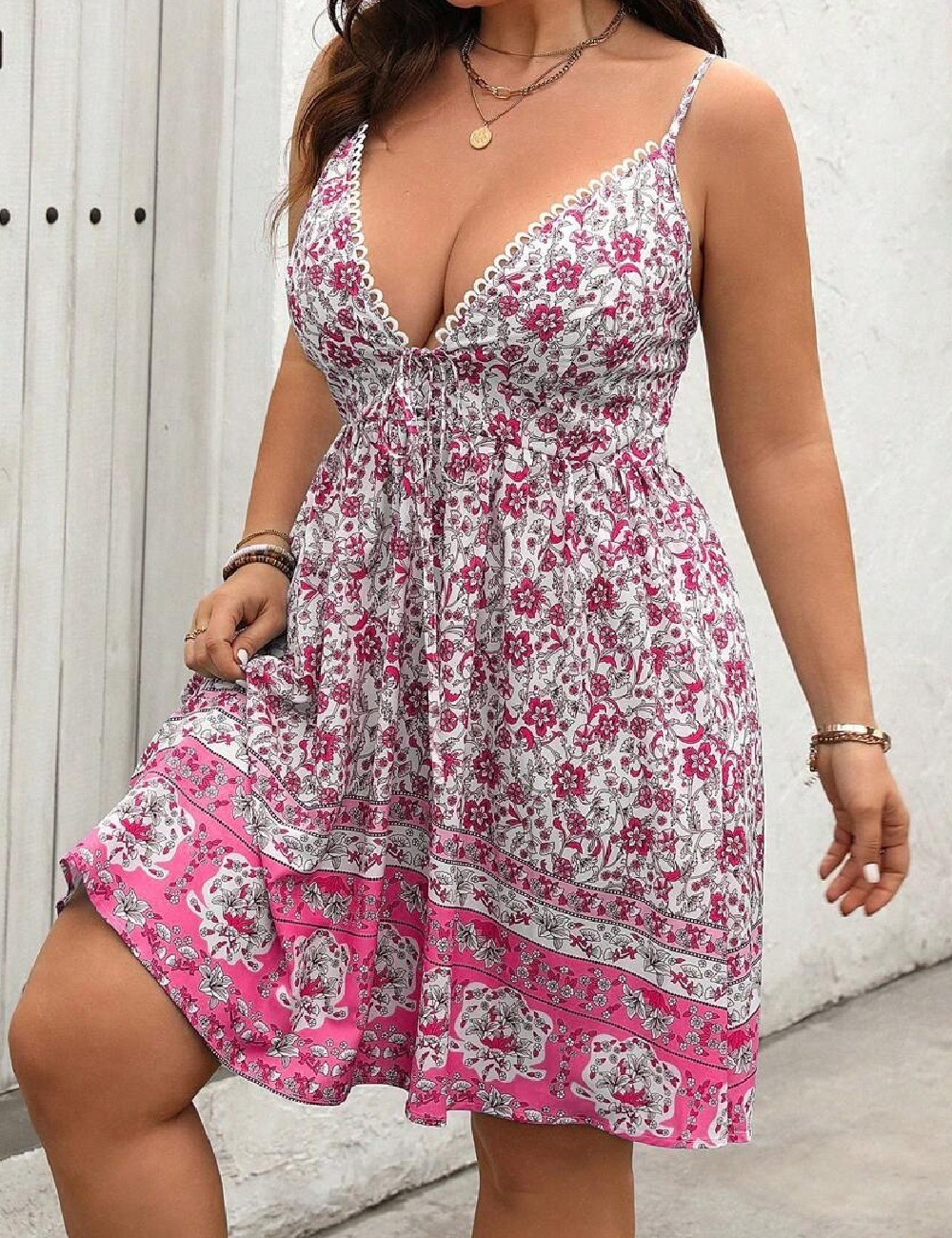 Rochie scurta SHEIN CURVE, floral print - 1 | YEO