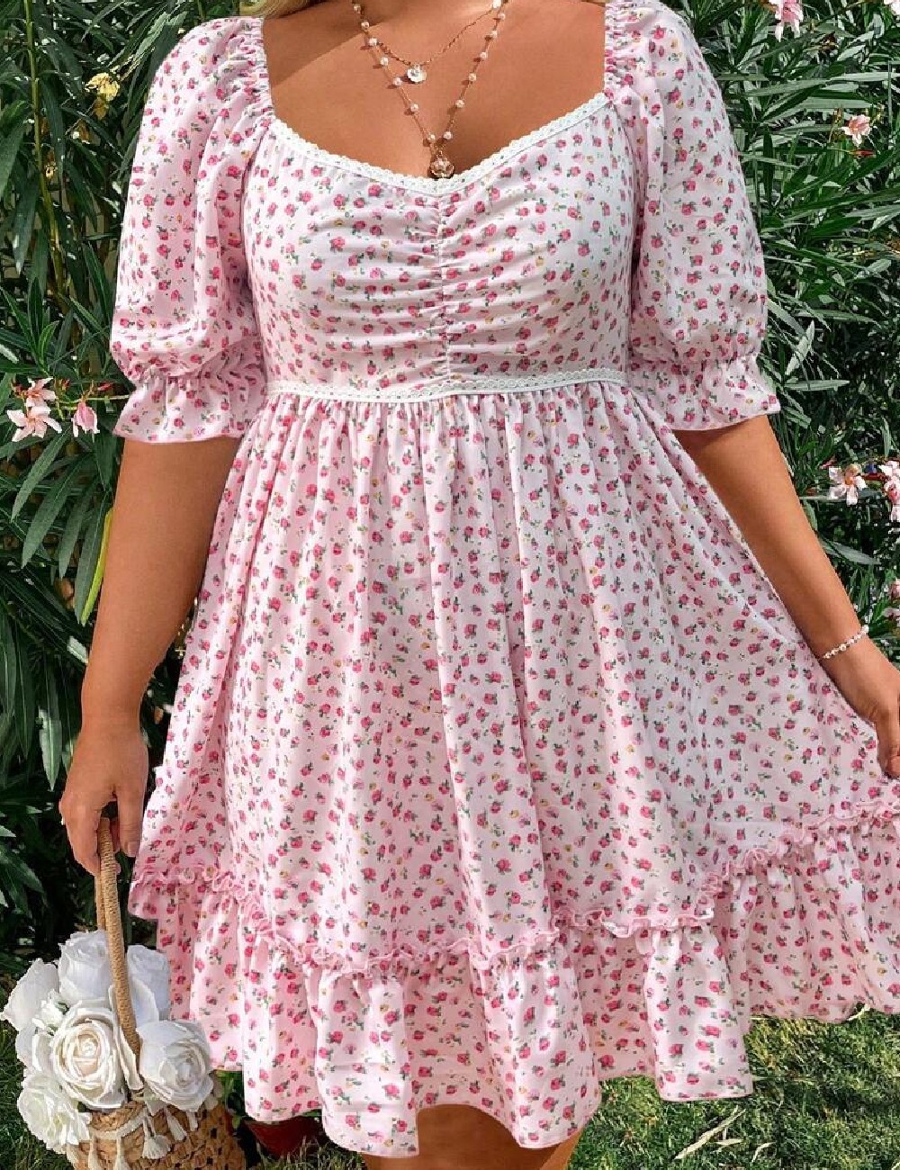Rochie scurta SHEIN CURVE, floral print - 1 | YEO