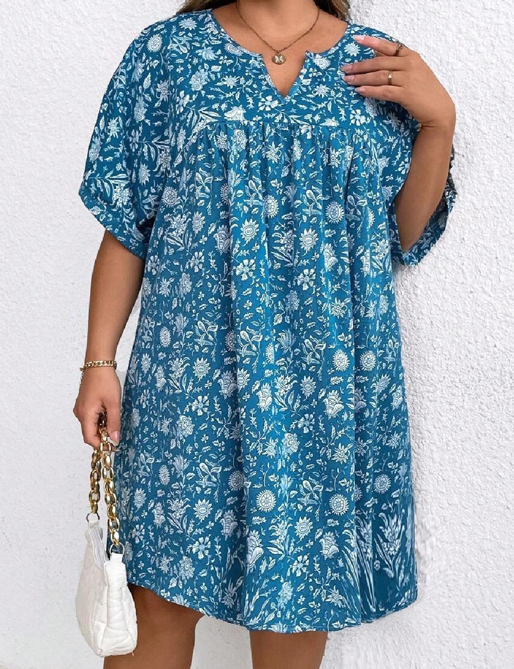 Rochie scurta SHEIN CURVE, albastru - 1 | YEO