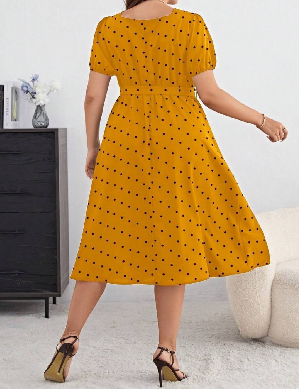 Rochie medie SHEIN CURVE, galben - 1 | YEO