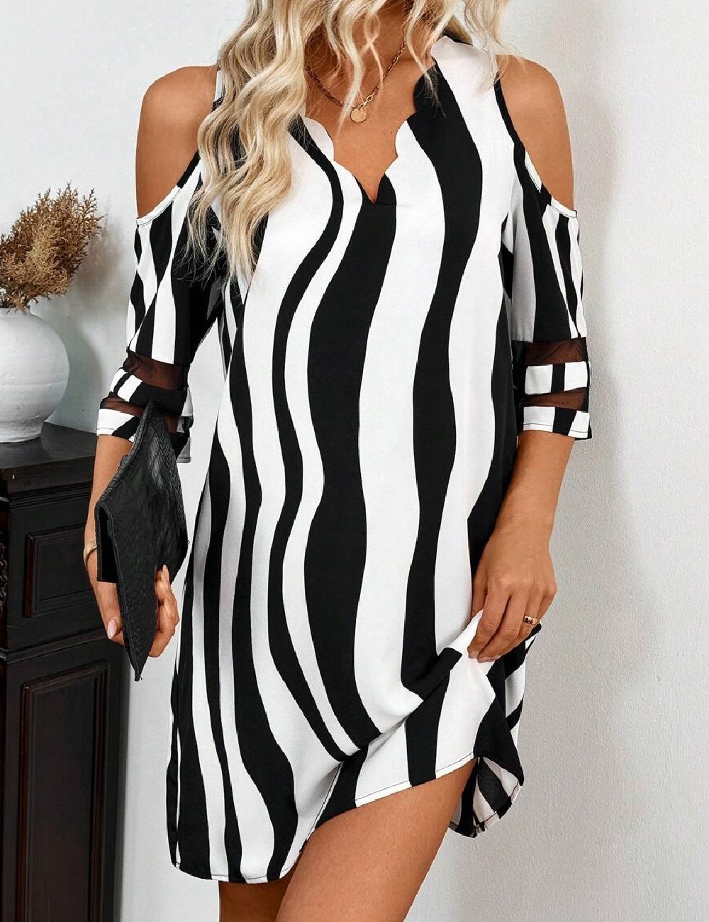 Rochie scurta SHEIN, alb/negru - 1 | YEO