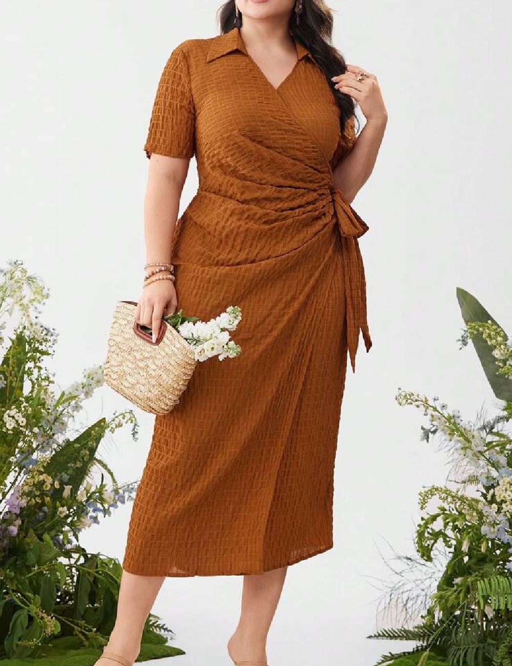 Rochie medie SHEIN CURVE, maro
