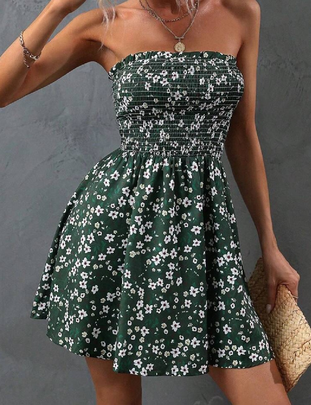 Rochie scurta SHEIN, verde - 1 | YEO